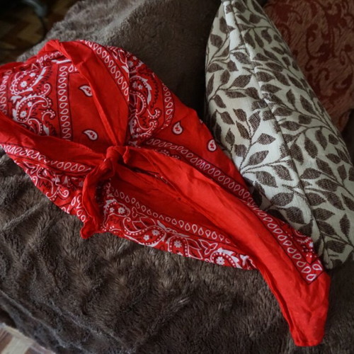 Bandana red with white paisley design like new