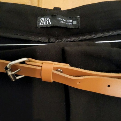 Zara women's pants size M new, black with light brown belt