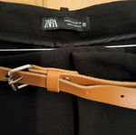 Zara women's pants size M new, black with light brown belt