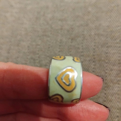 Silver heart ring like new, beige and turquoise