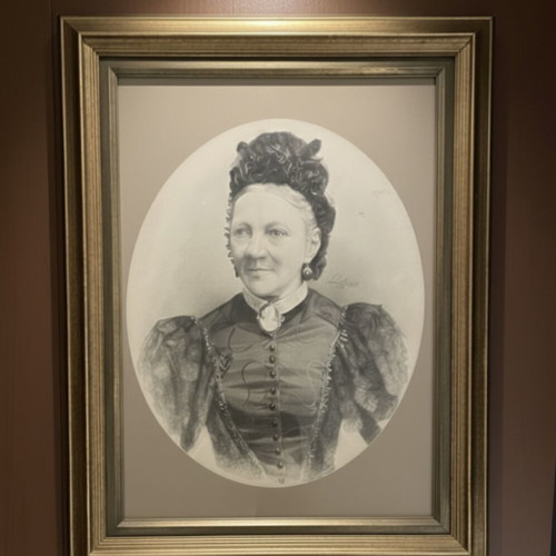 Old Charcoal Drawing Used, Signed 1897, Framed 60x76 cm