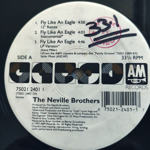 The Neville Brothers Fly Like An Eagle 12'' Vinyl Maxi Single used