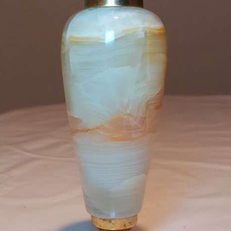 Vintage amphora-shaped candlestick onyx and bronze, like new, 18 cm