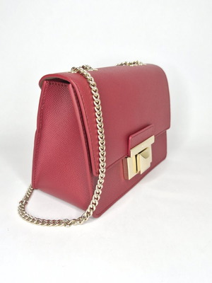 Furla Venere Mini Bag new, red leather crossbody with gold chain