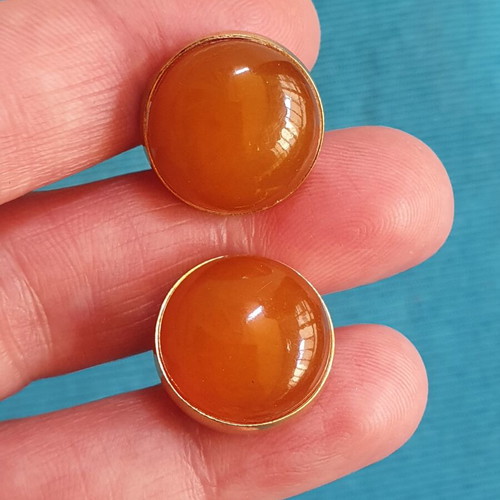 Vintage 60s cufflinks with baltic amber used, gold plated