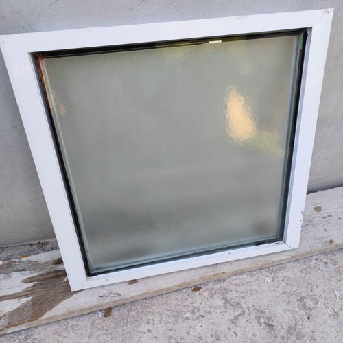 Aluminum fixed window used, 75x76cm, milky double glass, ALUMIL series