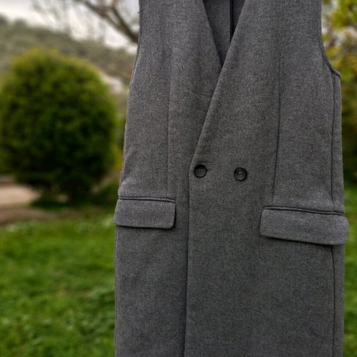 Sleeveless wool coat Zara used, gray, size M