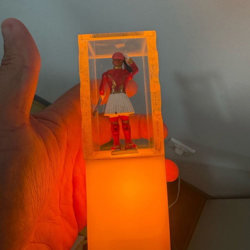 Evzones soldier figurine in plastic illuminated base like new