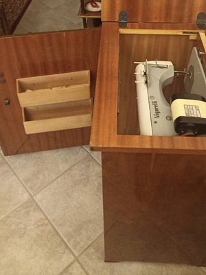 Vintage Vigorelli sewing machine with cabinet and pedal