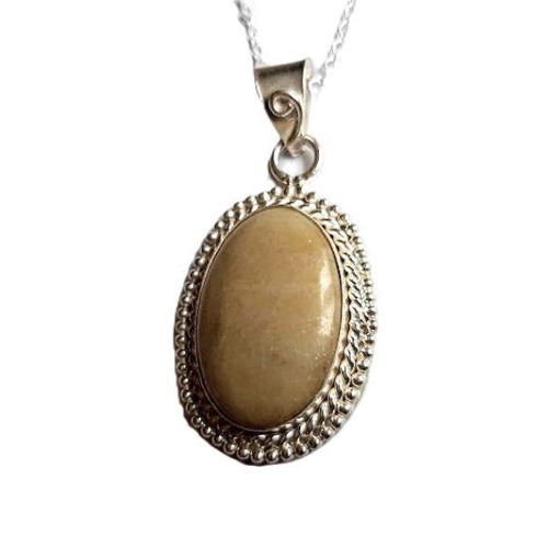 Vintage Necklace with Natural Jasper Pendant and Chain like new
