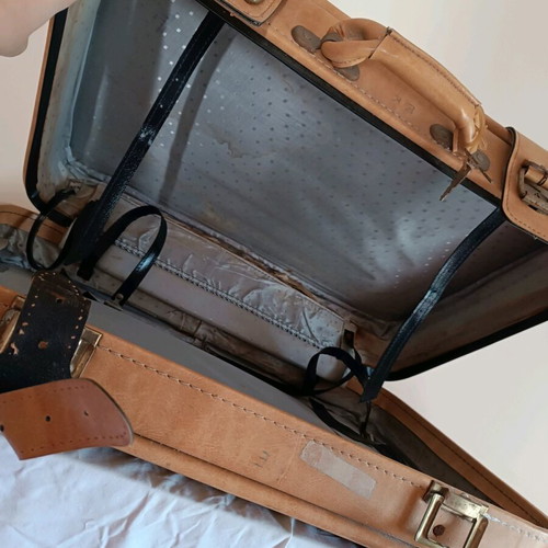 Vintage leather suitcase used