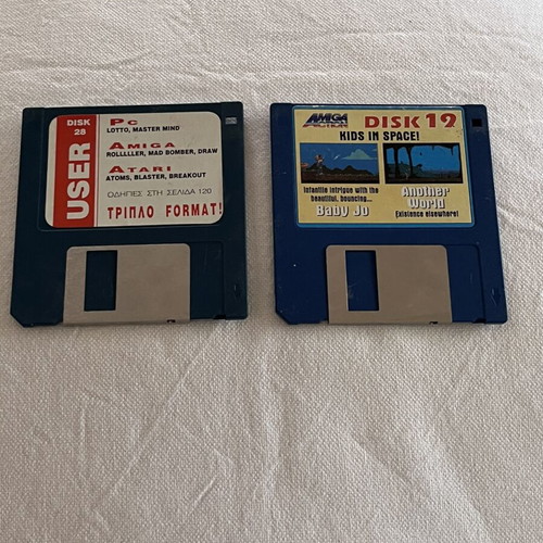 Retro 3.5" δισκέτες πακέτο 6 μεταχειρισμένες, Amiga και USER συλλεκτικές