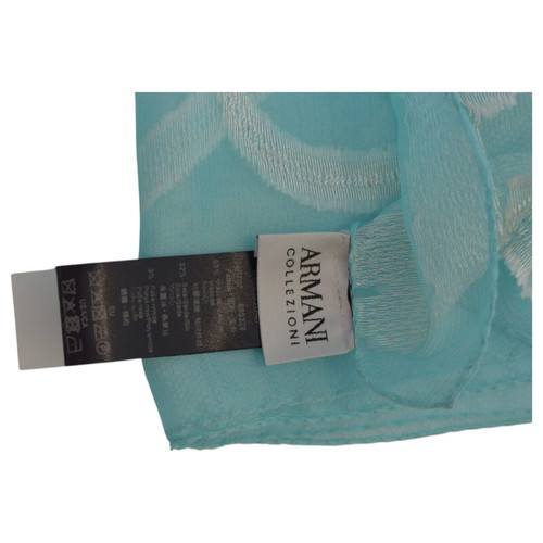 Armani Collezioni Blue Floral Sheer Scarf Large Size, Like New