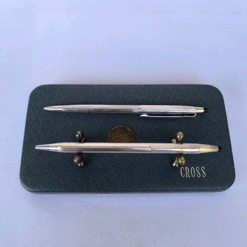 Cross Sterling Silver Century pen and Caran d'Ache Madison silver-plated mechanical pencil used