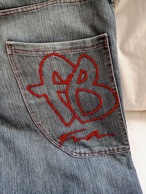 FUBU Vintage Streetwear Jeans Used, 3XL, Blue Denim, 90s Y2K Hip Hop