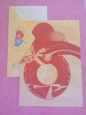 Vintage envelope and letter sheet like new with girl and telephone