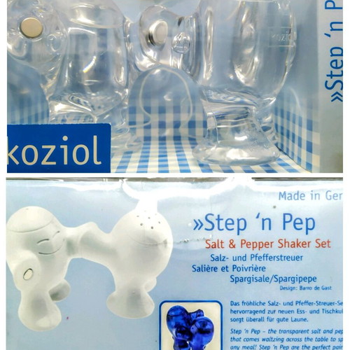 Step 'n Pep Salt and Pepper Shaker Set by Koziol Germany new