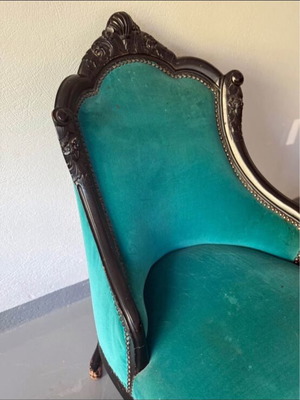 Vintage armchair with velvet upholstery