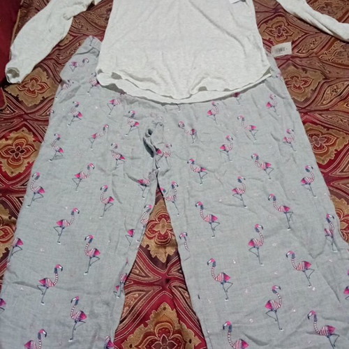 Love pajama set new, gray with pink details, size M