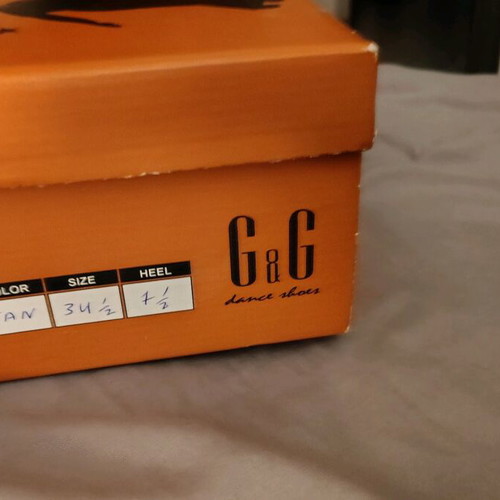 G & G Handmade Latin Shoes new, size 34.5, orange, leather, 7.5 cm heel