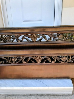 Wooden double bed vintage with carvings