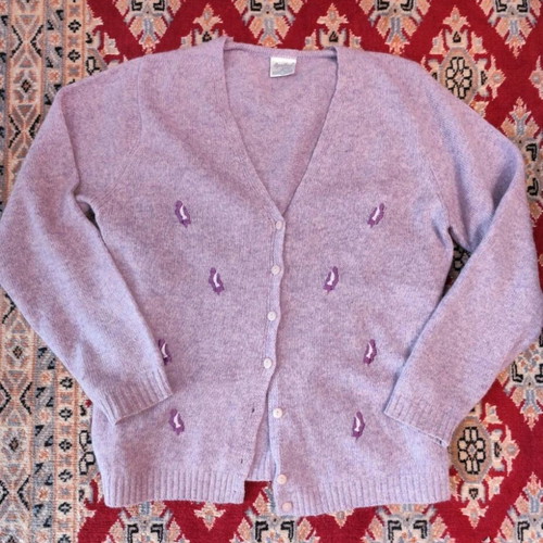 Apollon knitted cardigan purple like new with embroidered details