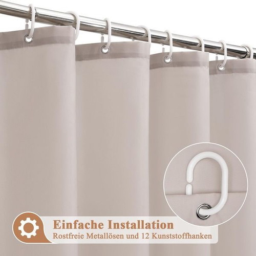 EurCross textile shower curtain 180 x 200 cm, water-repellent, beige