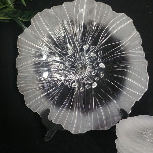 Maleras "Wind Flower" pasta set used, lead crystal by Mats Jonasson 80s