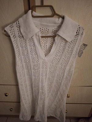 Knitted beach dress medium white like new