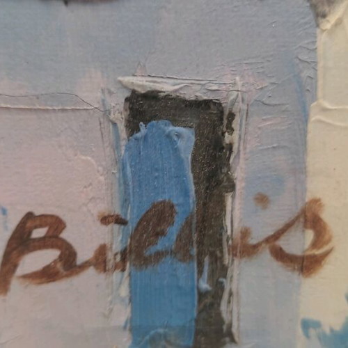Billis oil painting like new, Greek island landscape on canvas