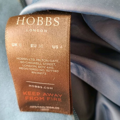 Hobbs dress used, wool-silk blend, blue roubaix, small
