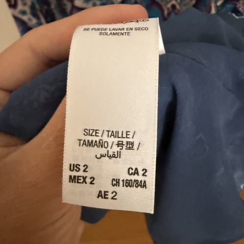 Juicy Couture silk mini dress used, size US 2, blue multicolor