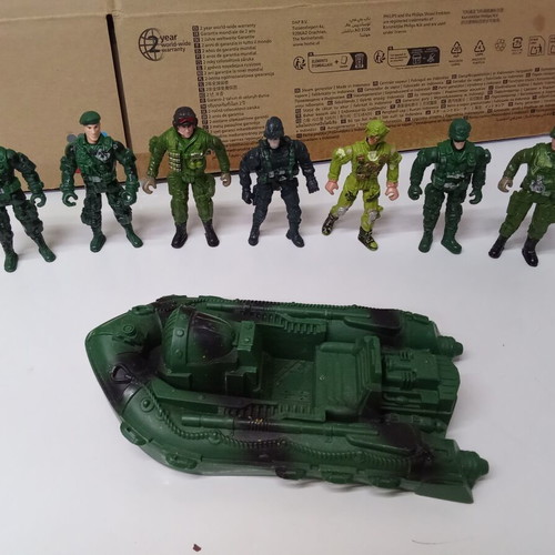 Soldier Force action figures set with assault boat, used