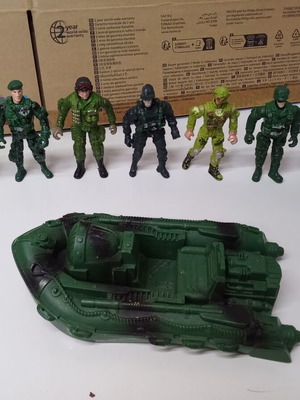 Soldier Force action figures set with assault boat, used