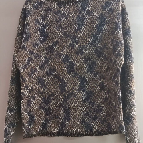 Wool sweater used, handmade, size M, blue and brown