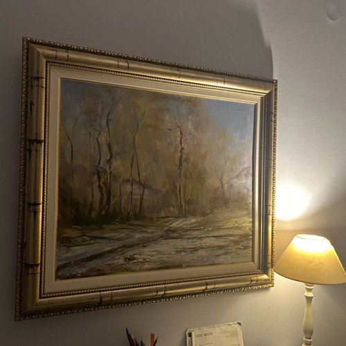 Winter landscape painting used with unique frame