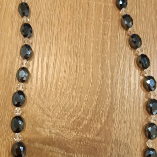 Handmade necklace new with small white crystals and anthracite stones