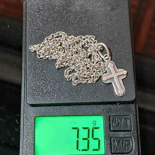 Silver cross with chain used, 925 chain, 950 cross