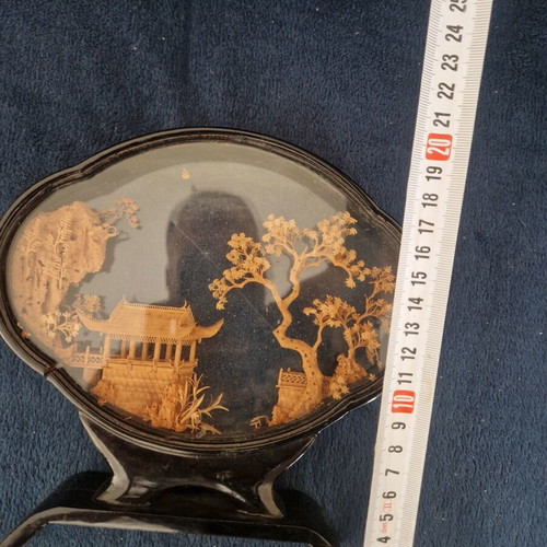 Chinese cork diorama used with glass crack and wooden base