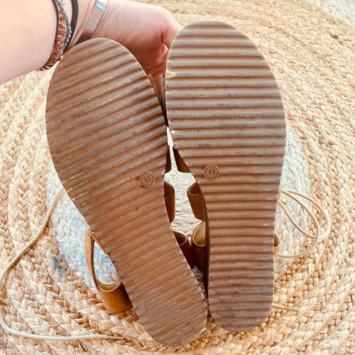 Keep Fred Lace-up leather suede sandals like new, size 41, beige brown