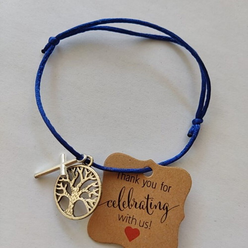 Martyrika baptism bracelets set of 67, handmade, blue and silver