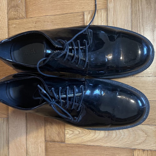 Zara black patent leather men's dress shoes size 44