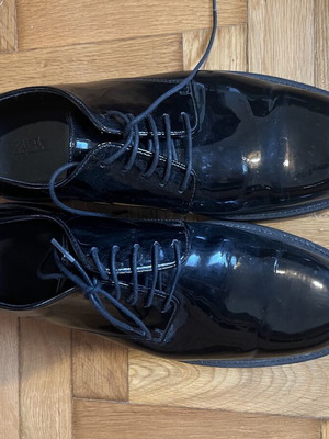 Zara black patent leather men's dress shoes size 44