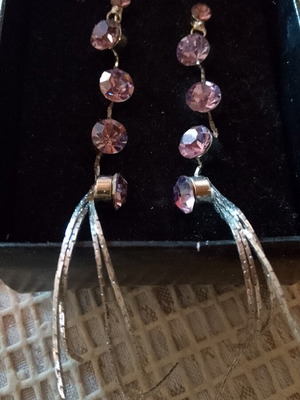 Long earrings with pink transparent stones new