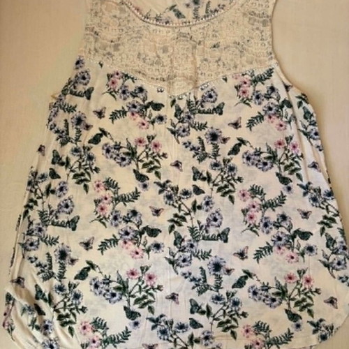 H&M women's blouse like new, size L, white with floral pattern