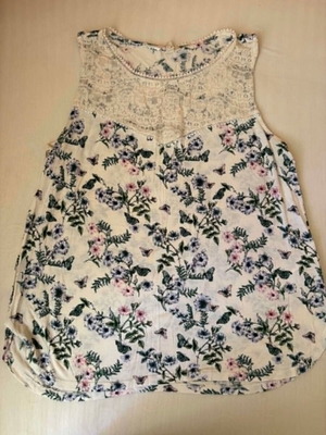H&M women's blouse like new, size L, white with floral pattern