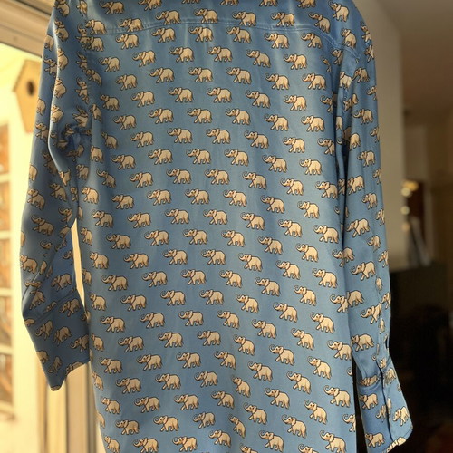 Zara shirt with elephant print satin finish like new, size S