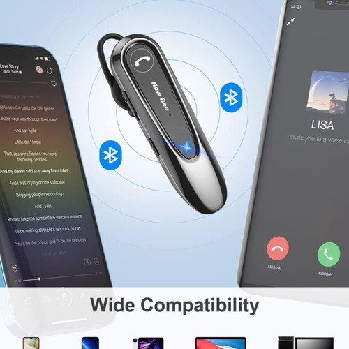 New Bee Bluetooth Handsfree Headset V5.0 with Dual Microphone, New
