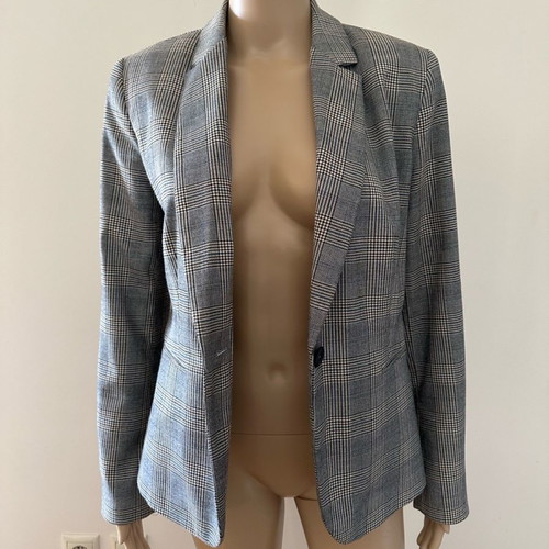 Zara Mid-Length Checked Jacket Used, Size M, Grey