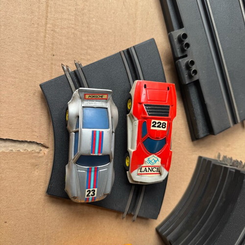 Used slot car track with 2 cars